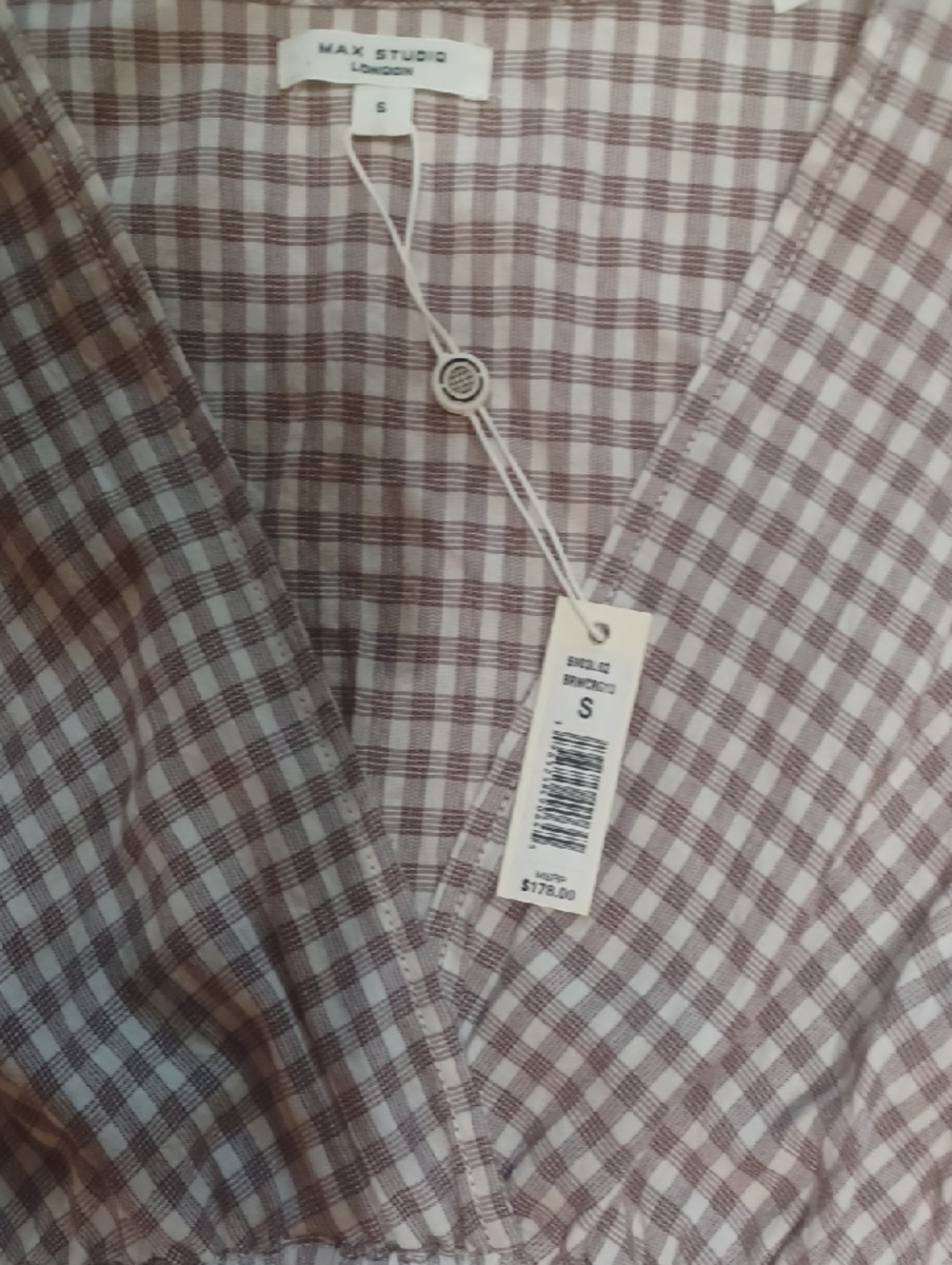 Max Studio Sleeveless Brown/Tan Gingham Maxi Dress Size S NWT - Picture 2 of 8